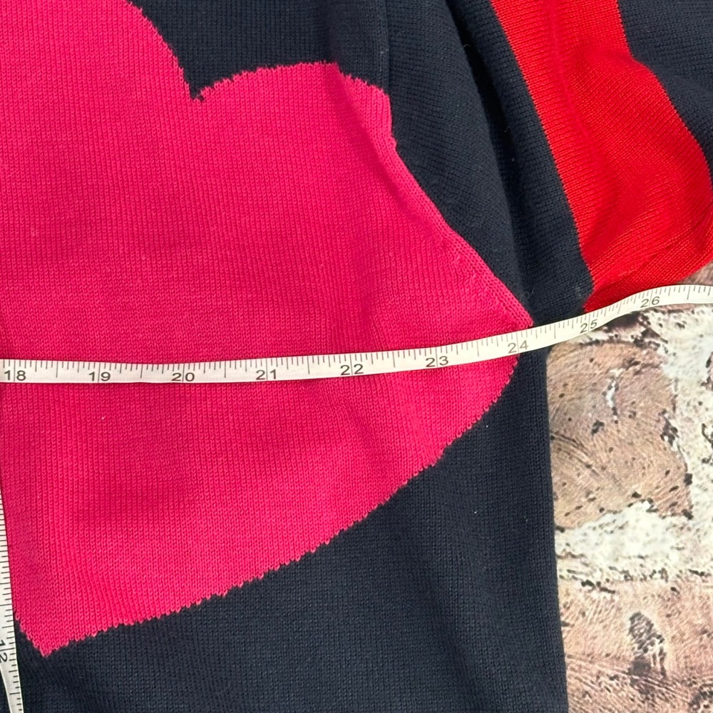 Tommy Hilfiger Women's Cropped Double Heart Sweater‎ Navy Crewneck Size Large - Picture 12 of 15